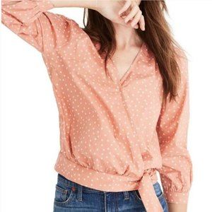 🪴 Madewell Peach Coral Wrap Top in Star Scatter XS